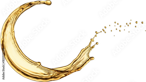 Golden Liquid Splash Forming A Dynamic Curve With Droplets Scattering Into Small Spheres Against A Transparent Background Ready To Isolate Fluid Motion Transparent Background Transparent Background