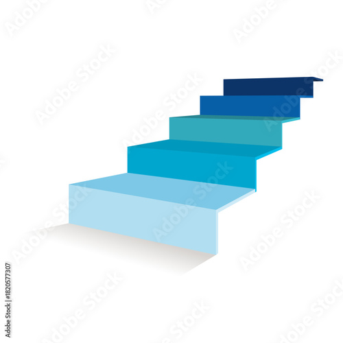 成長ステップ・階段のイラスト　ビジネスの段階・進歩を表す3Dステップアップ図