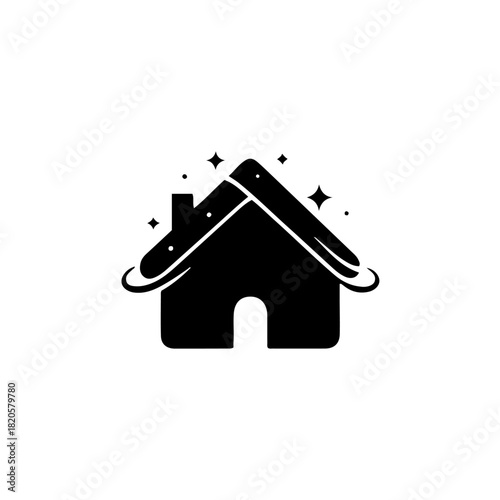 Sparkling house icon isolated on transparent background