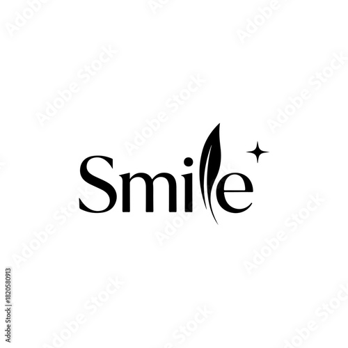 Smile logo with a leaf and a star isolated on transparent background