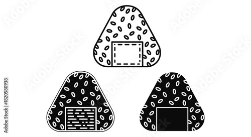 Onigiri vector illustration japanese rice ball food icon set art