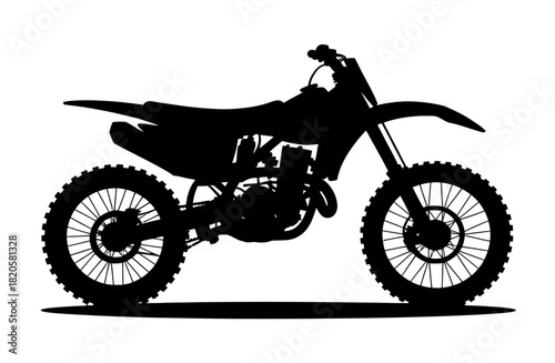Silhouette of a motocross dirt bike on a white background