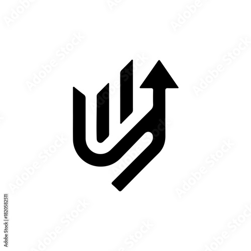 Abstract arrow and bars logo isolated on transparent background