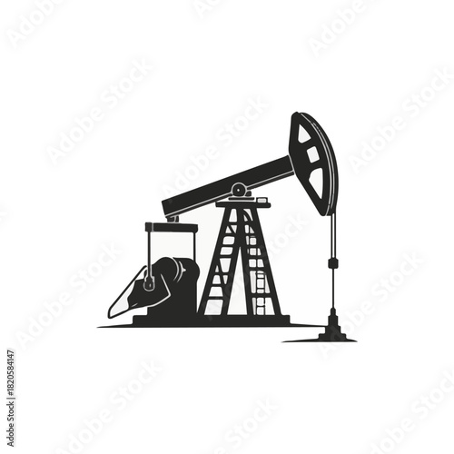Silhouette illustration of an oil pump jack, depicting energy extraction from the earth.