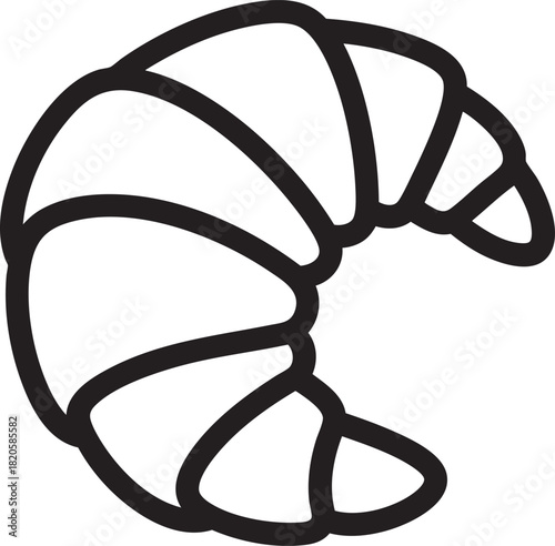 Stylized croissant icon with bold rounded black outlines forming a classic crescent pastry shape.