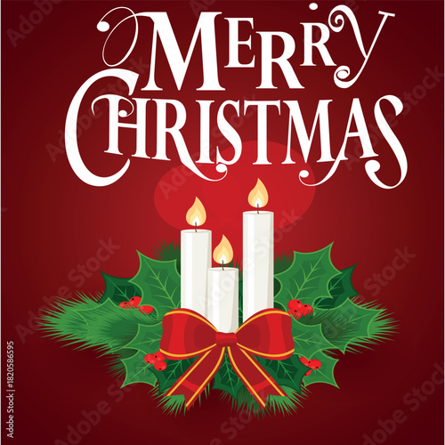 Christmas greeting card with a candle