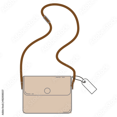 Minimalist Beige Crossbody Bag with Price Tag