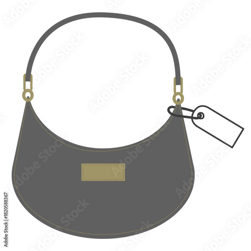 Trendy Gray Hobo Bag or Crescent Bag with Price Tag