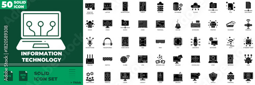 Information Technology Solid Editable Icons set