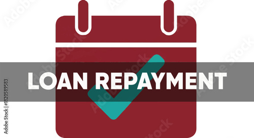 Loan Repayment Calendar Icon with Checkmark and Text