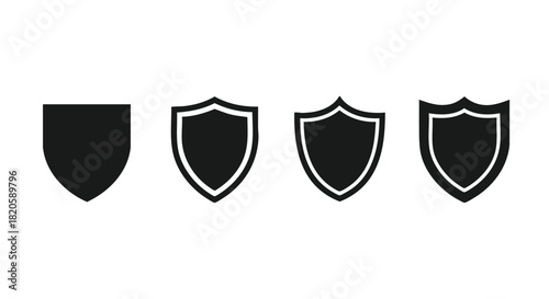 Shield icons set, security and protection symbols, web elements
