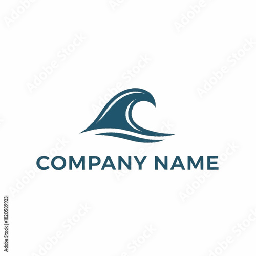 Elegant blue tidal wave logo vector illustration icon.