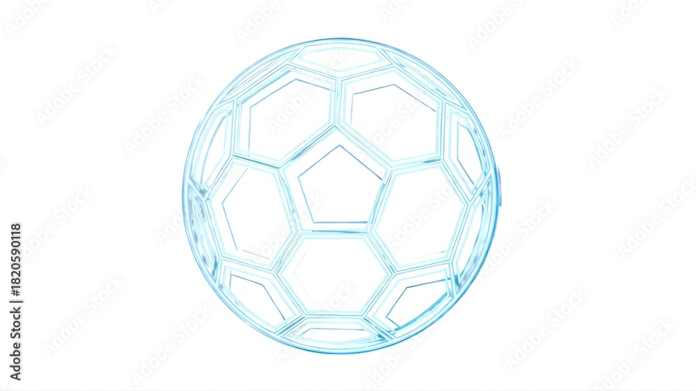 Naklejka premium Blue soccer ball illustration transparent background sport equipment design isolated object render graphic