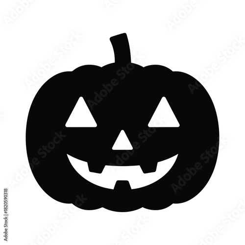 Halloween pumpkin silhouette carved face icon