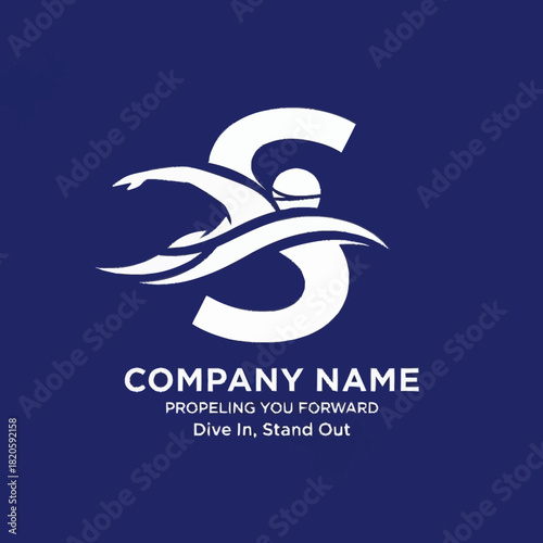 Stylized Letter S Logo with Swimmer Silhouette.
