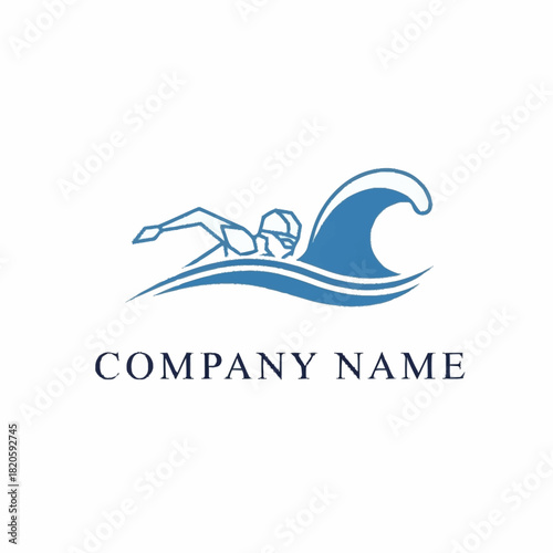 Dynamic Swimmer Logo - A Symbol of Aquatic Excellence and Fluid Motion.