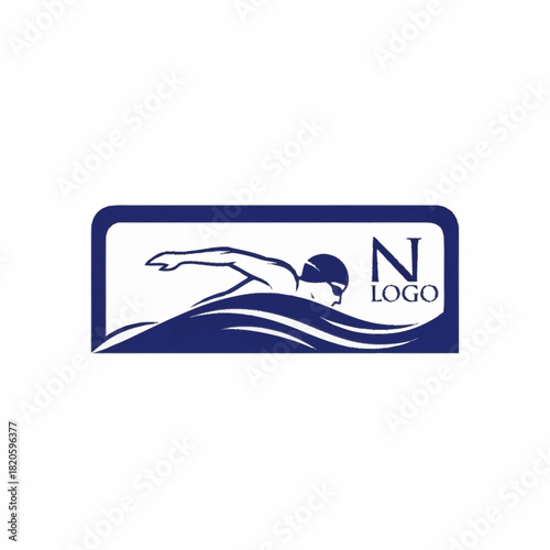 Swimmer in a race logo design.