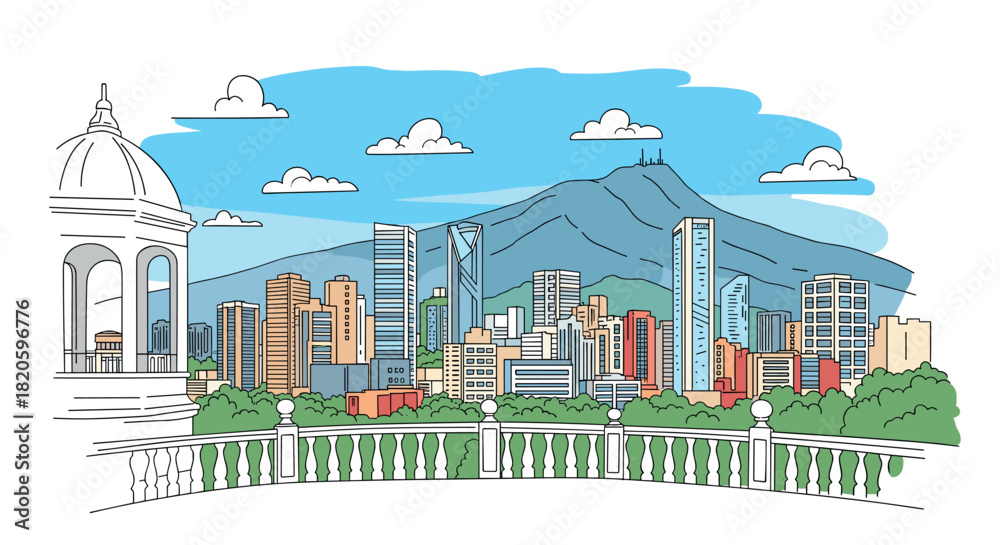 Obraz premium Caracas skyline doodle with iconic landmarks and architecture