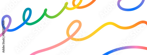 Squiggle gradient ribbon background. Colorful swirl shapes and wavy line patterns for vibrant kid designs.