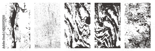 Grainy distress abstract overlays. Cracked plank backgrounds.