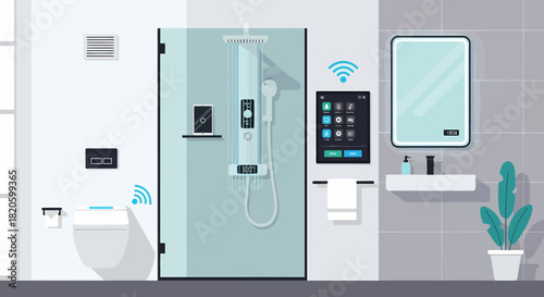 Modern Bathroom With Smart Home Technology And Contemporary Design