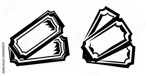 Two groups of vintage style blank movie admission tickets ready for your event or design