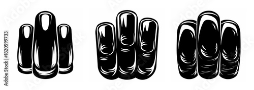 Glossy black nail polish bottles arrangement minimalist design high quality digital art