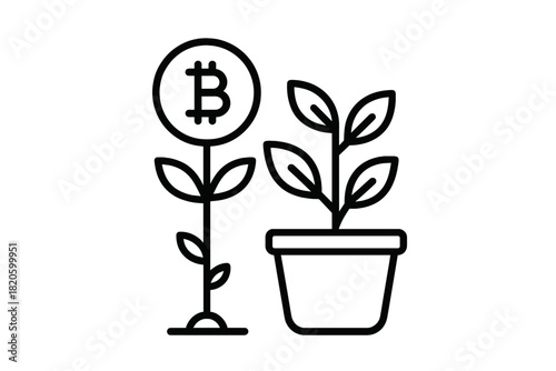 Financial concept showing Bitcoin investment growth and digital currency assets development