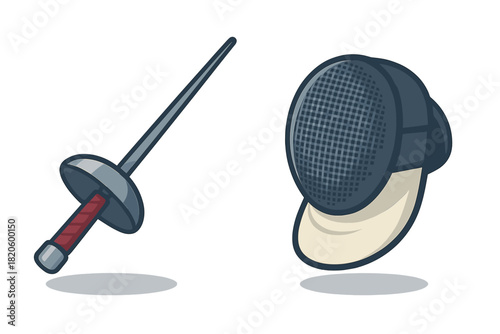 Protective fencing mask and foil sword equipment set used in competitive sports