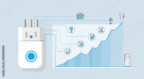 Smart Home Energy Efficiency Rising Consumption Graph Illustration