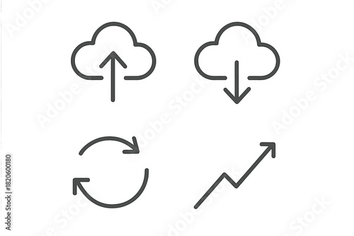Cloud computing data transfer upload download refresh sync and business growth concepts