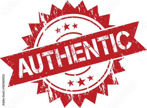 Red stamp with the word AUTHENTIC, featuring a starburst design, indicating genuine quality.