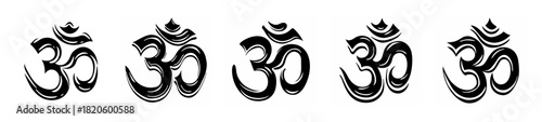 Row of om symbols representing spirituality yoga meditation and sacred sound sacred mantra om
