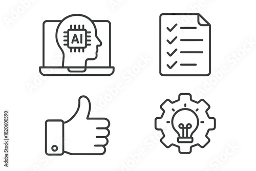 Artificial intelligence, checklist, approval, and innovative idea concepts for digital business success