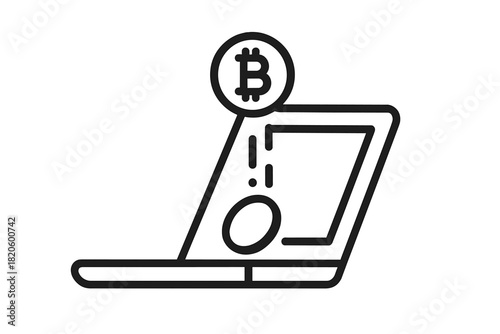 Online cryptocurrency trading represented by Bitcoin icon above laptop