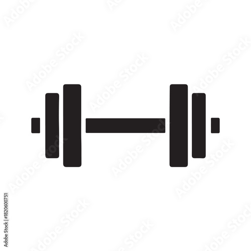 Black dumbbell weights icon for strength training and fitness exercise
