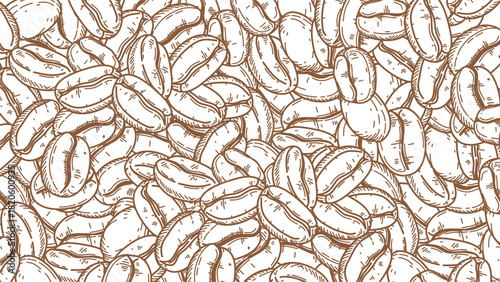 coffee background. Coffee beans in frame, border. Coffee beans wallpaper. Coffee Beans Illustration for packaging.