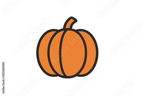 Classic orange pumpkin symbol for fall harvest season and traditional Halloween holiday decoration