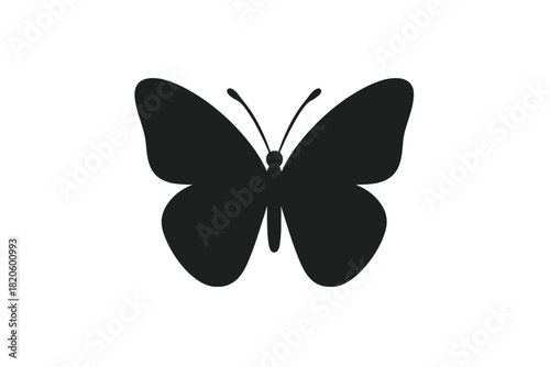 Simple black silhouette of a butterfly icon or logo element for design projects