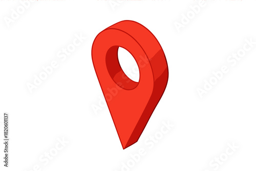 Three dimensional red map location pin marker symbol for GPS navigation or travel destination