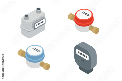 Isometric utility meters for measuring gas, water, and electricity consumption