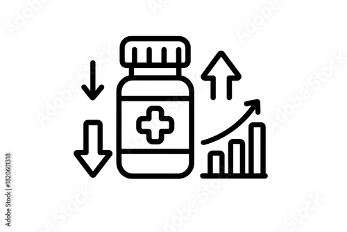 Pharmaceutical Market Growth and Medical Treatment Cost Analysis with Pill Bottle