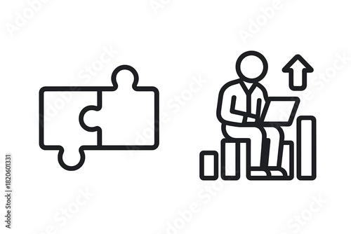 Person working on growth metrics and data analysis represented by puzzle pieces