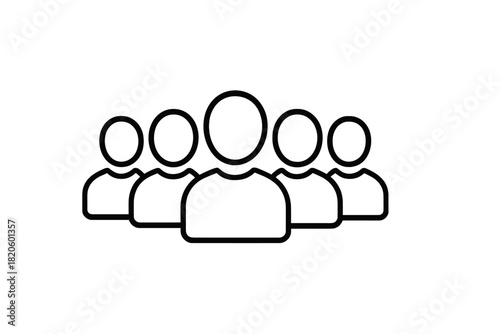 Outline icon representing a group of users, team members, or community figures
