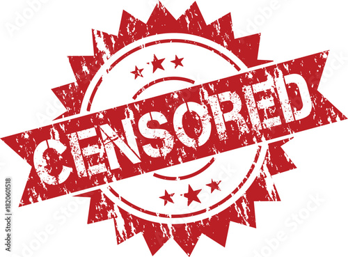 Red grunge rubber stamp seal with the word CENSORED printed across the center on a white background.
