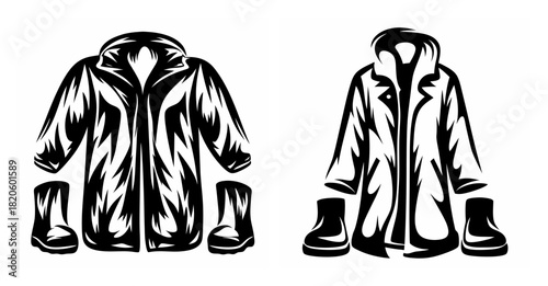 Raincoat and boots set perfect for rainy day outdoor adventures and weather protection