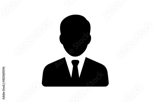 Black silhouette of a businessman in suit and tie for user profile avatar icon