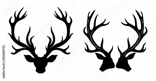 Pair of majestic stag antlers silhouette against for wildlife enthusiasts and nature art