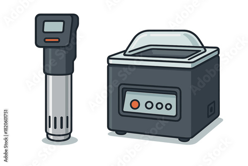 Sous vide immersion circulator and vacuum sealer machine for modern kitchen cooking