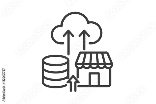 E-commerce data transfer synchronization between local storage, database, and cloud server